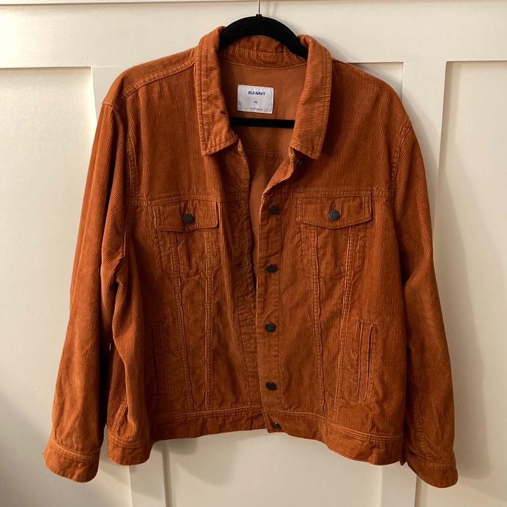 Orange corduroy button up jacket